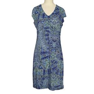 Title Nine Dress Blue Geometric Print Athletic Comfort Stretch Size S